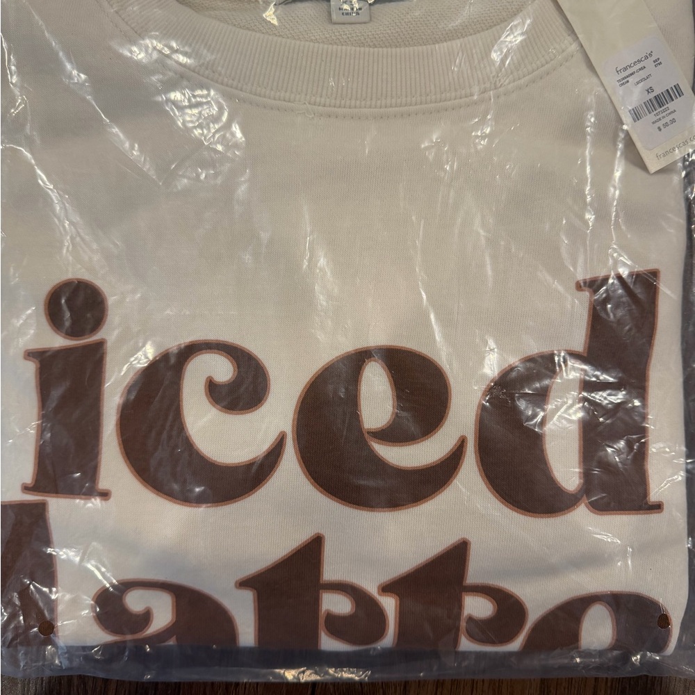 Francesca's Collections Cream and Brown Sweatshirt